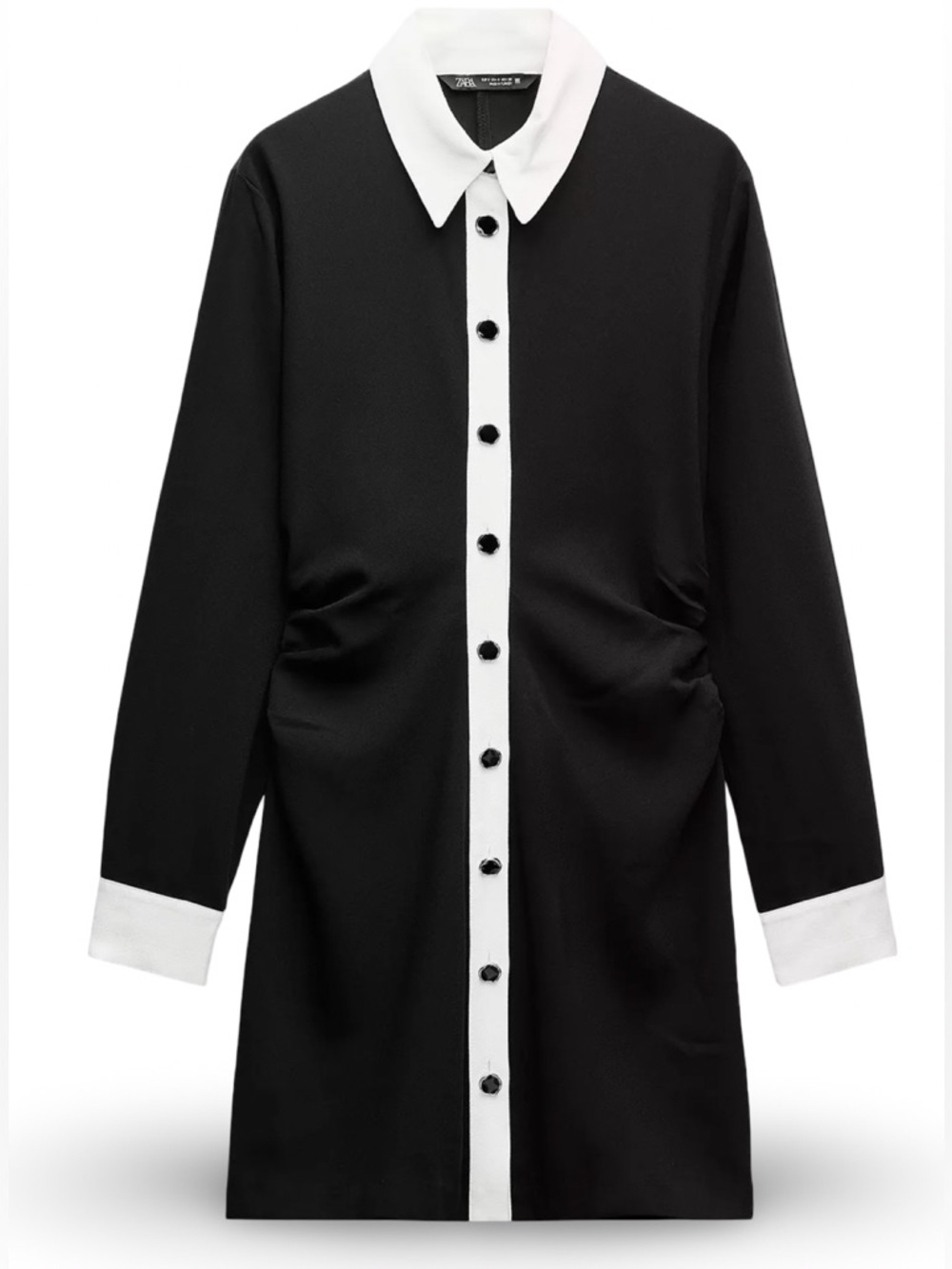 🖤🤍 Zara Black Mini Dress with White Collar Crepe button down 🤍🖤